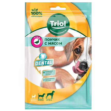Лакомства "Пончики жевательные Triol DENTAL с мясом утки" для собак