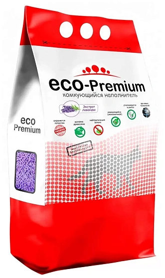  ECO-Premium «Лаванда» Древесный комкующийся наполнитель для котов 