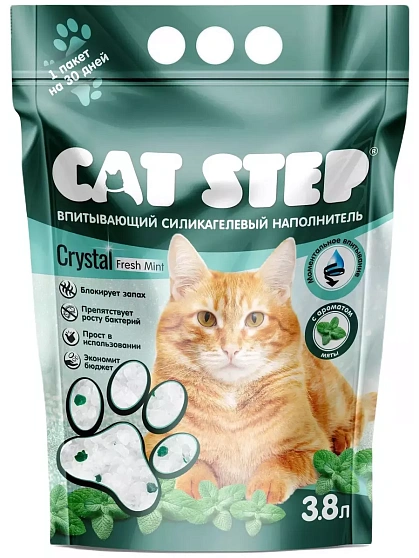 Cat step Наполнитель силикагелевый Crystal Fresh Mint