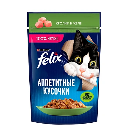 Корм для кошек кролик в желе Felix 
