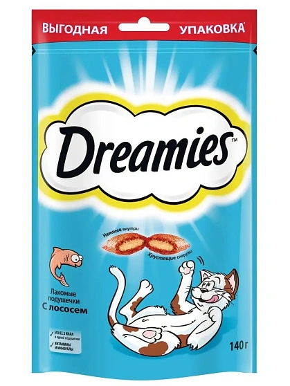 Dreamies  Лакомство для кошек , подушечки, лосось