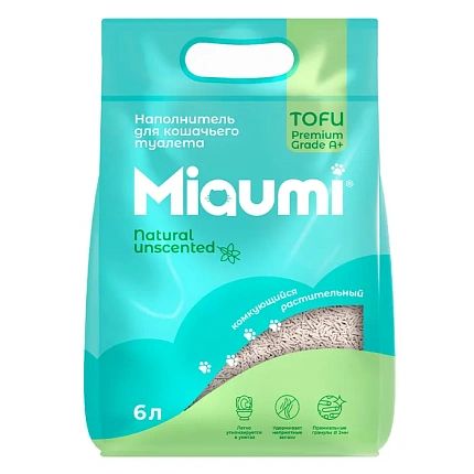 Miaumi Tofu комкующийся растительный наполнитель для кошек 6 л