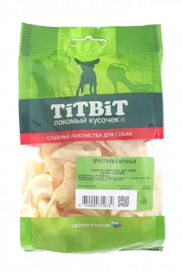 Tit Bit Лакомство для собак, хрустики бараньи, мягкая упаковка