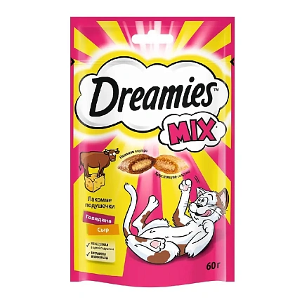 Dreamies Лакомство для кошек говядина+сыр 