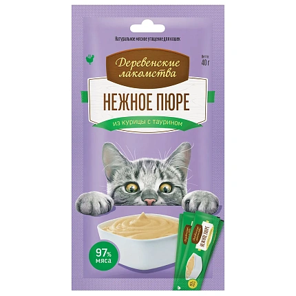 Деревенские лакомства для кошек Нежное пюре из курицы 