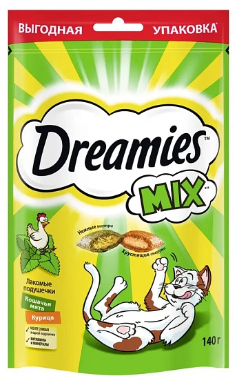 Dreamies Mix  Лакомство кошачья мята-курица 