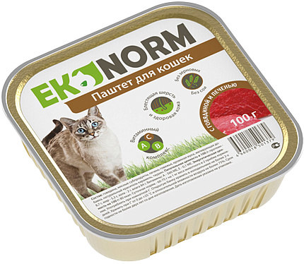 Паштет для кошек ЧГ Ekonorm с говядиной и печенью