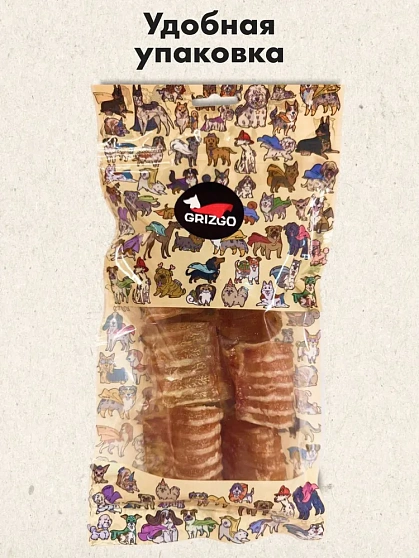 Grizgo Трахея говяжья для собак, 100 гр