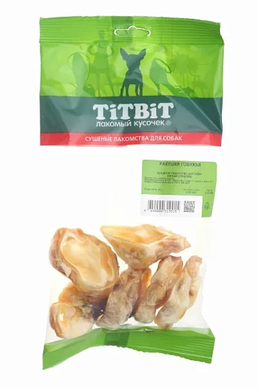 Tit Bit Ракушки говяжьи, лакомство для собак, мягкая упаковка